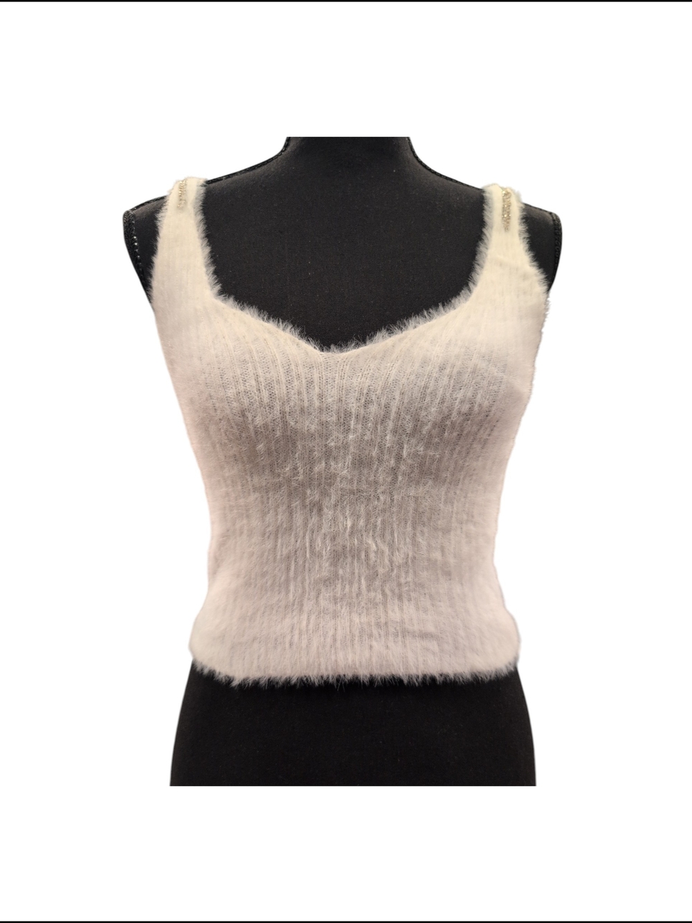 Lulus White Fuzzy Knit Crop
